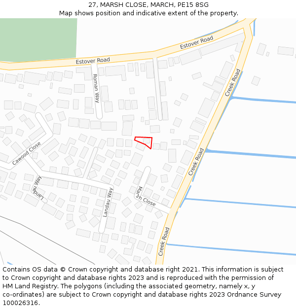 27, MARSH CLOSE, MARCH, PE15 8SG: Location map and indicative extent of plot