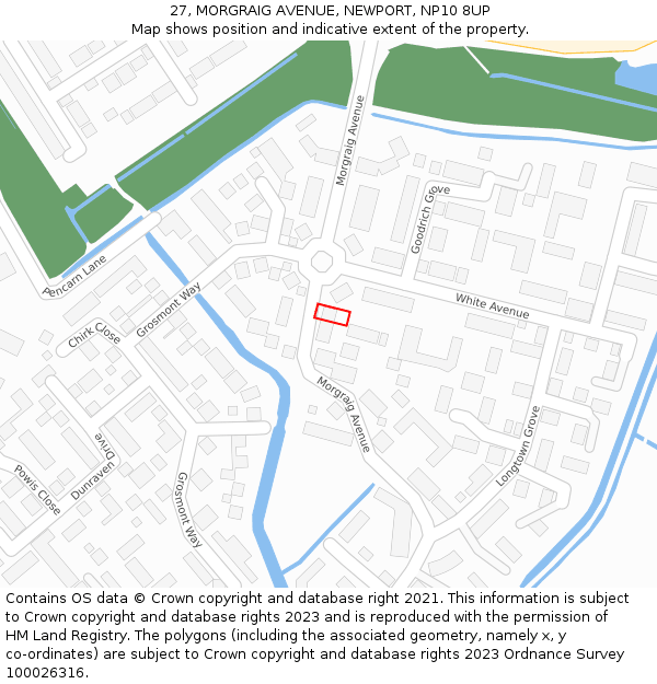 27, MORGRAIG AVENUE, NEWPORT, NP10 8UP: Location map and indicative extent of plot