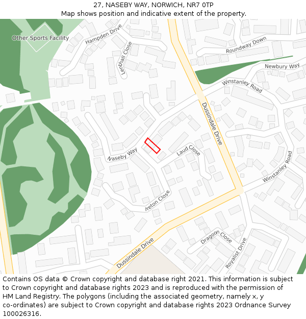 27, NASEBY WAY, NORWICH, NR7 0TP: Location map and indicative extent of plot