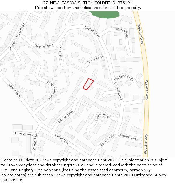 27, NEW LEASOW, SUTTON COLDFIELD, B76 1YL: Location map and indicative extent of plot