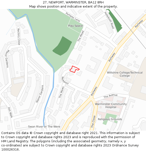 27, NEWPORT, WARMINSTER, BA12 8RH: Location map and indicative extent of plot