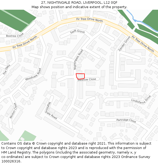 27, NIGHTINGALE ROAD, LIVERPOOL, L12 0QF: Location map and indicative extent of plot