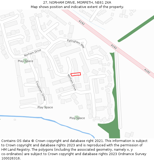 27, NORHAM DRIVE, MORPETH, NE61 2XA: Location map and indicative extent of plot