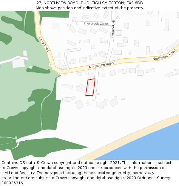 27, NORTHVIEW ROAD, BUDLEIGH SALTERTON, EX9 6DD: Location map and indicative extent of plot