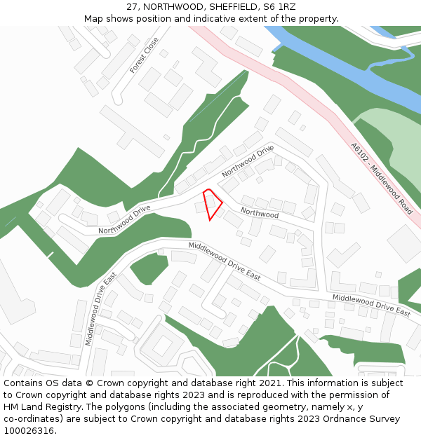 27, NORTHWOOD, SHEFFIELD, S6 1RZ: Location map and indicative extent of plot