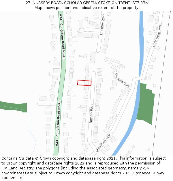 27, NURSERY ROAD, SCHOLAR GREEN, STOKE-ON-TRENT, ST7 3BN: Location map and indicative extent of plot