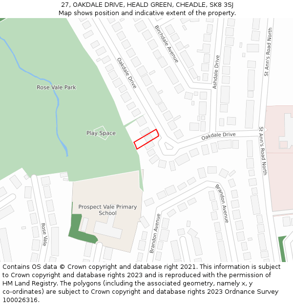 27, OAKDALE DRIVE, HEALD GREEN, CHEADLE, SK8 3SJ: Location map and indicative extent of plot