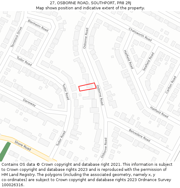 27, OSBORNE ROAD, SOUTHPORT, PR8 2RJ: Location map and indicative extent of plot