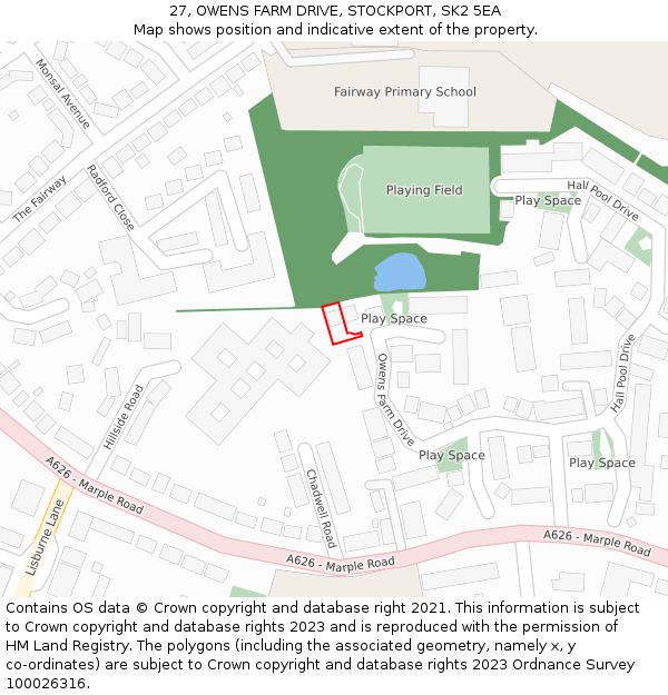 27, OWENS FARM DRIVE, STOCKPORT, SK2 5EA: Location map and indicative extent of plot