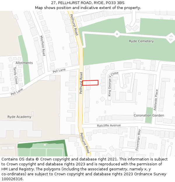 27, PELLHURST ROAD, RYDE, PO33 3BS: Location map and indicative extent of plot