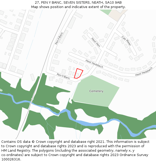 27, PEN Y BANC, SEVEN SISTERS, NEATH, SA10 9AB: Location map and indicative extent of plot