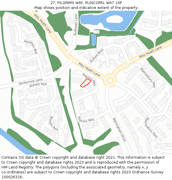 27, PILGRIMS WAY, RUNCORN, WA7 1XP: Location map and indicative extent of plot