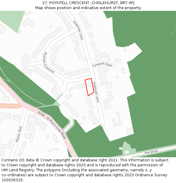 27, POYNTELL CRESCENT, CHISLEHURST, BR7 6PJ: Location map and indicative extent of plot