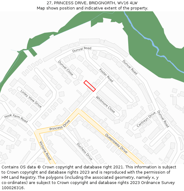 27, PRINCESS DRIVE, BRIDGNORTH, WV16 4LW: Location map and indicative extent of plot