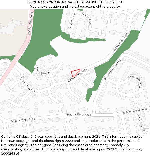 27, QUARRY POND ROAD, WORSLEY, MANCHESTER, M28 0YH: Location map and indicative extent of plot