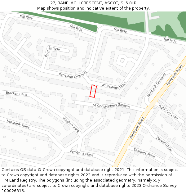 27, RANELAGH CRESCENT, ASCOT, SL5 8LP: Location map and indicative extent of plot