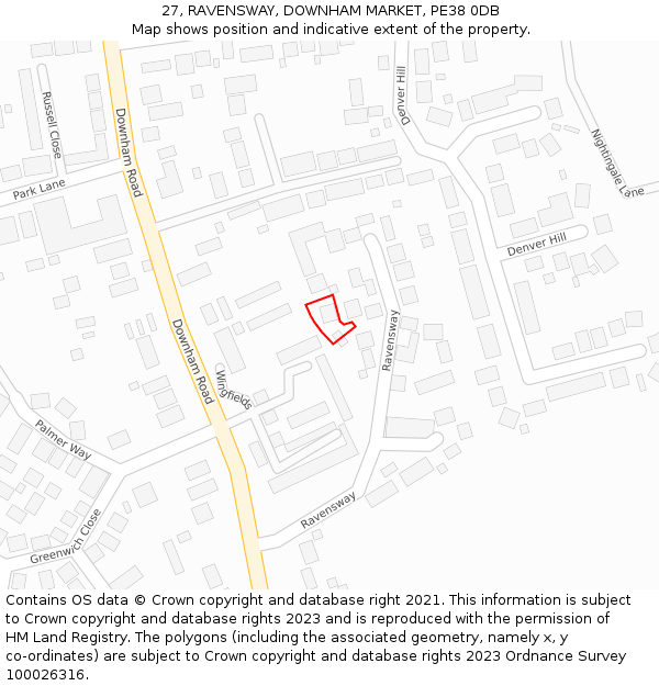 27, RAVENSWAY, DOWNHAM MARKET, PE38 0DB: Location map and indicative extent of plot