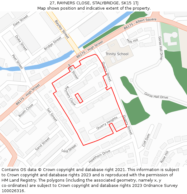 27, RAYNERS CLOSE, STALYBRIDGE, SK15 1TJ: Location map and indicative extent of plot