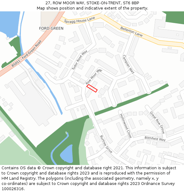 27, ROW MOOR WAY, STOKE-ON-TRENT, ST6 8BP: Location map and indicative extent of plot