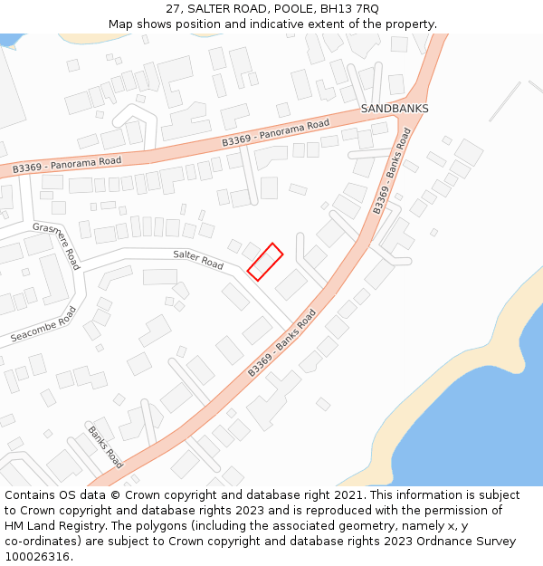 27, SALTER ROAD, POOLE, BH13 7RQ: Location map and indicative extent of plot