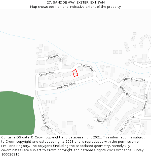 27, SANDOE WAY, EXETER, EX1 3WH: Location map and indicative extent of plot