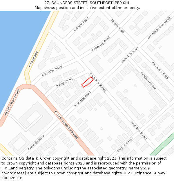 27, SAUNDERS STREET, SOUTHPORT, PR9 0HL: Location map and indicative extent of plot