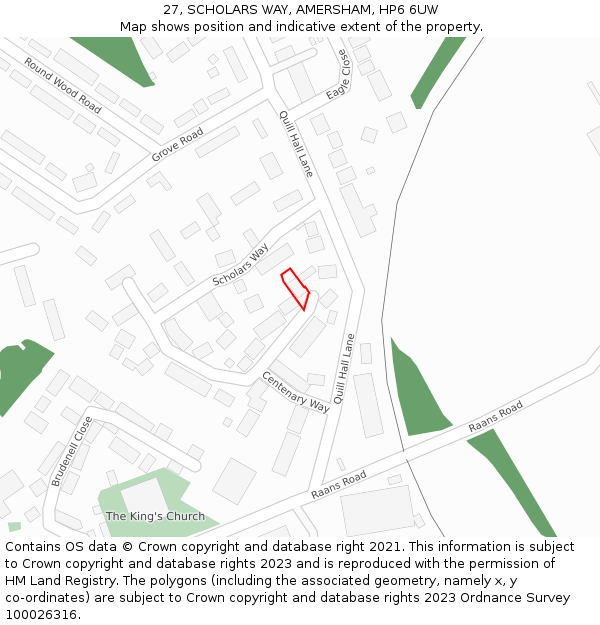 27, SCHOLARS WAY, AMERSHAM, HP6 6UW: Location map and indicative extent of plot