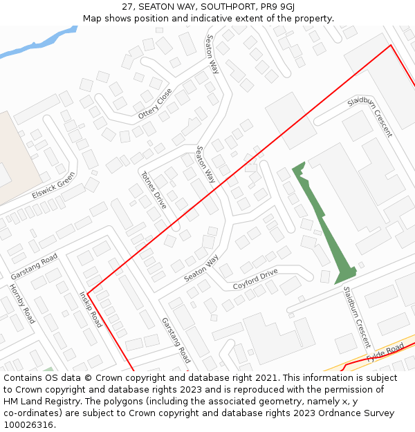 27, SEATON WAY, SOUTHPORT, PR9 9GJ: Location map and indicative extent of plot