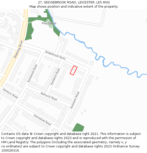 27, SEDGEBROOK ROAD, LEICESTER, LE5 6NG: Location map and indicative extent of plot