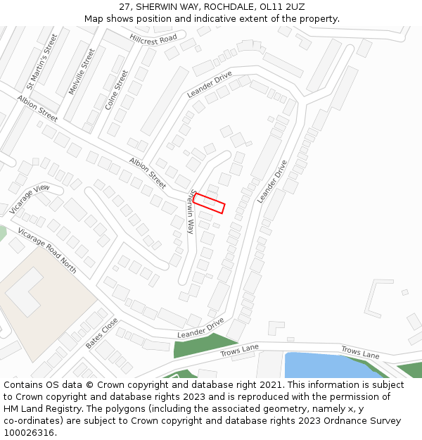 27, SHERWIN WAY, ROCHDALE, OL11 2UZ: Location map and indicative extent of plot