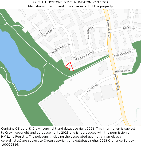 27, SHILLINGSTONE DRIVE, NUNEATON, CV10 7GA: Location map and indicative extent of plot