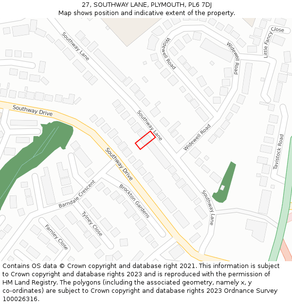 27, SOUTHWAY LANE, PLYMOUTH, PL6 7DJ: Location map and indicative extent of plot
