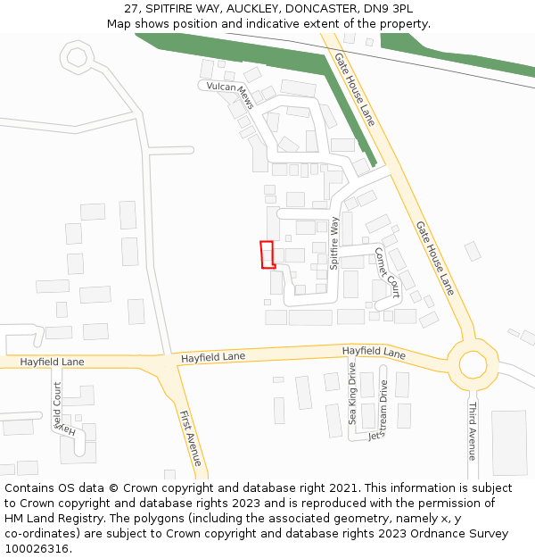 27, SPITFIRE WAY, AUCKLEY, DONCASTER, DN9 3PL: Location map and indicative extent of plot