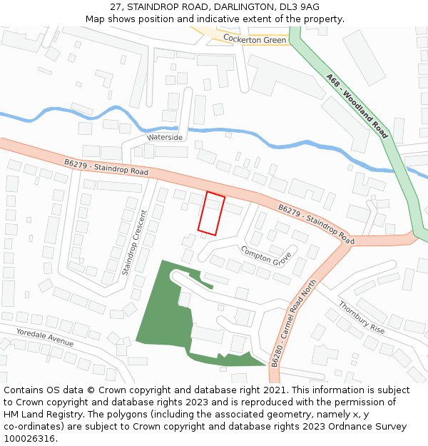 27, STAINDROP ROAD, DARLINGTON, DL3 9AG: Location map and indicative extent of plot