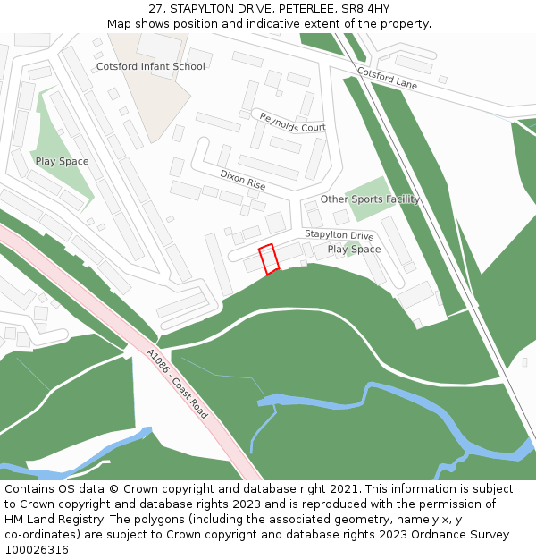 27, STAPYLTON DRIVE, PETERLEE, SR8 4HY: Location map and indicative extent of plot