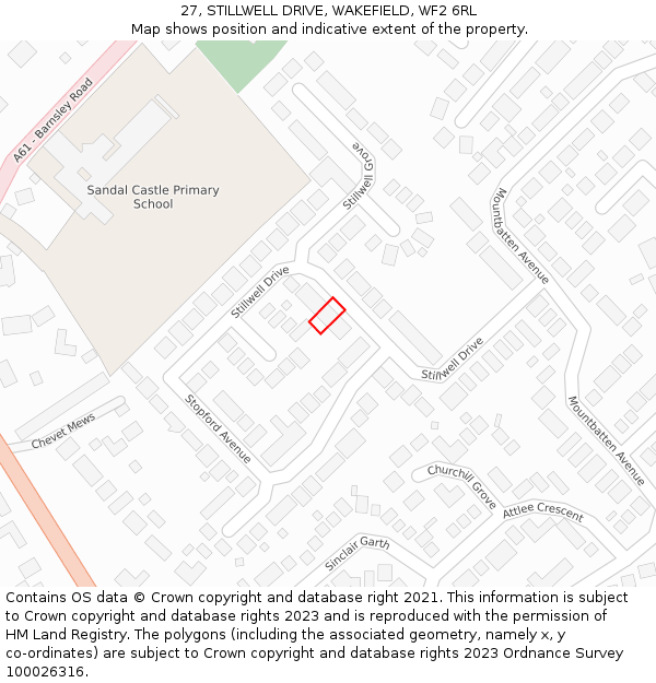 27, STILLWELL DRIVE, WAKEFIELD, WF2 6RL: Location map and indicative extent of plot