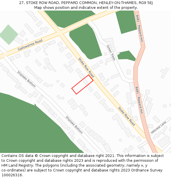 27, STOKE ROW ROAD, PEPPARD COMMON, HENLEY-ON-THAMES, RG9 5EJ: Location map and indicative extent of plot