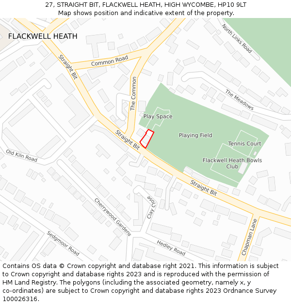 27, STRAIGHT BIT, FLACKWELL HEATH, HIGH WYCOMBE, HP10 9LT: Location map and indicative extent of plot