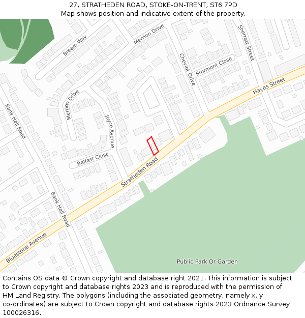 27, STRATHEDEN ROAD, STOKE-ON-TRENT, ST6 7PD: Location map and indicative extent of plot