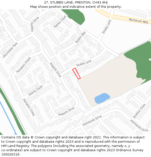 27, STUBBS LANE, PRENTON, CH43 9HJ: Location map and indicative extent of plot