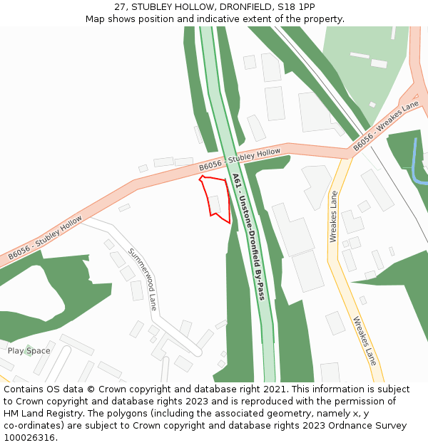 27, STUBLEY HOLLOW, DRONFIELD, S18 1PP: Location map and indicative extent of plot