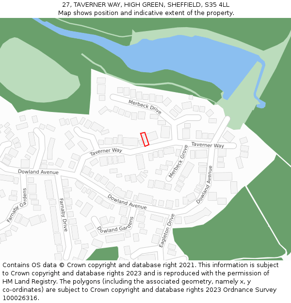 27, TAVERNER WAY, HIGH GREEN, SHEFFIELD, S35 4LL: Location map and indicative extent of plot