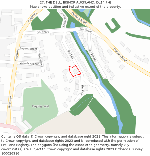 27, THE DELL, BISHOP AUCKLAND, DL14 7HJ: Location map and indicative extent of plot