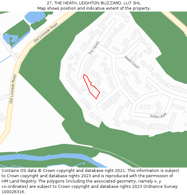 27, THE HEATH, LEIGHTON BUZZARD, LU7 3HL: Location map and indicative extent of plot