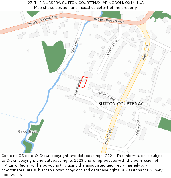 27, THE NURSERY, SUTTON COURTENAY, ABINGDON, OX14 4UA: Location map and indicative extent of plot