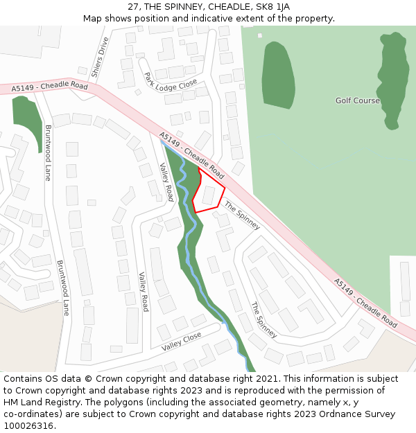 27, THE SPINNEY, CHEADLE, SK8 1JA: Location map and indicative extent of plot