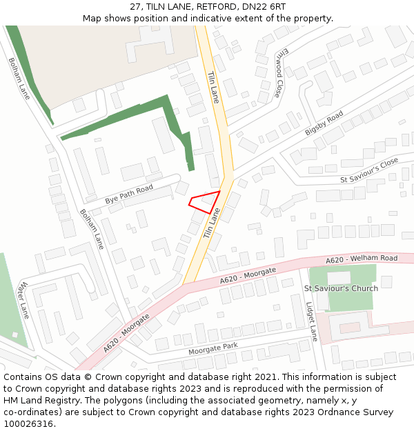 27, TILN LANE, RETFORD, DN22 6RT: Location map and indicative extent of plot