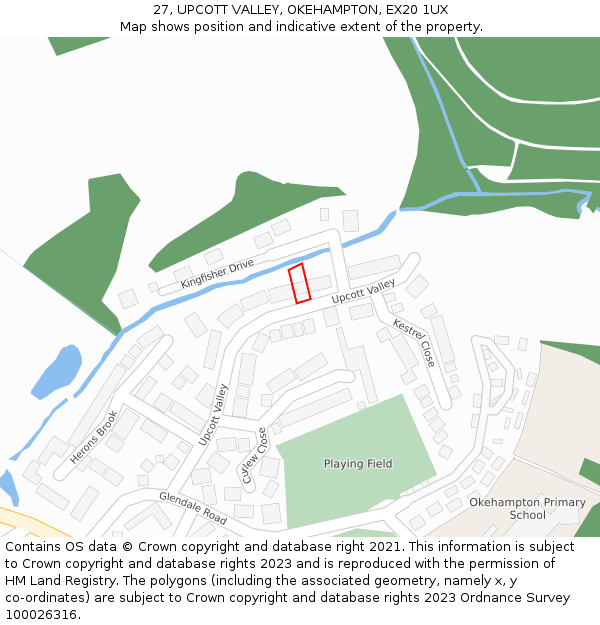 27, UPCOTT VALLEY, OKEHAMPTON, EX20 1UX: Location map and indicative extent of plot