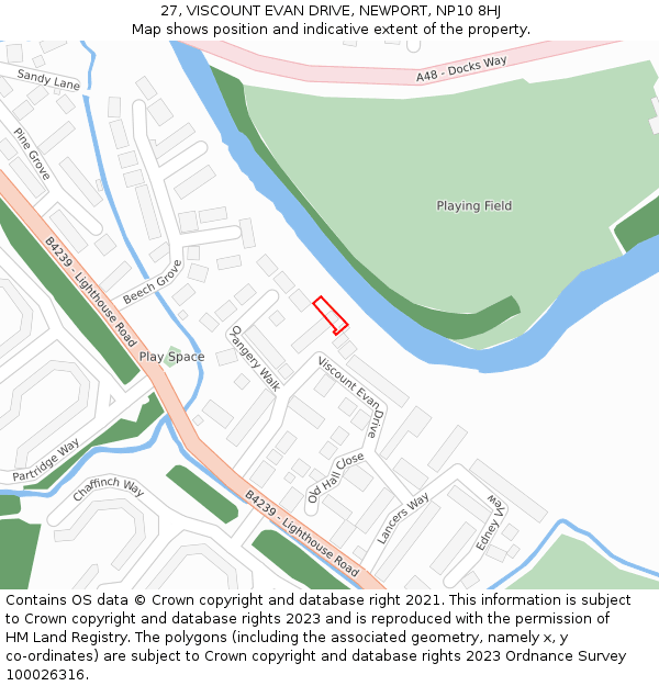 27, VISCOUNT EVAN DRIVE, NEWPORT, NP10 8HJ: Location map and indicative extent of plot