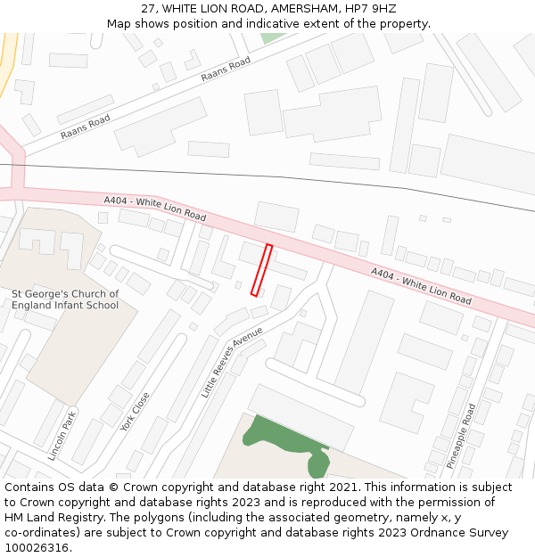 27, WHITE LION ROAD, AMERSHAM, HP7 9HZ: Location map and indicative extent of plot